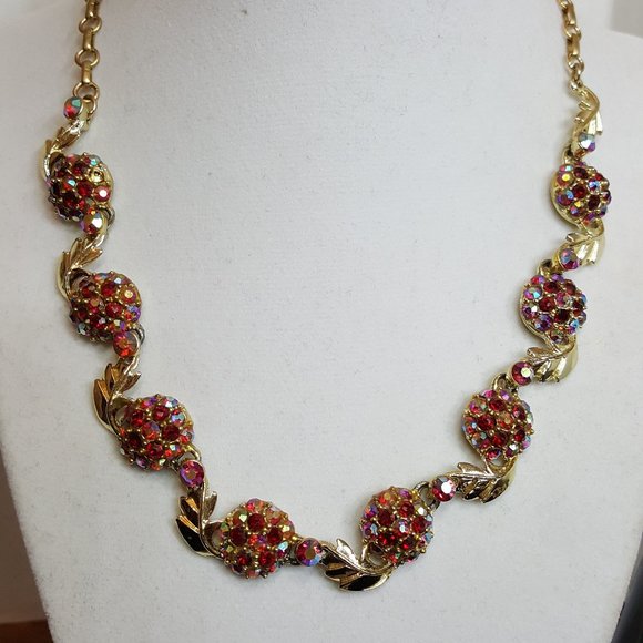 Vtg. Raspberry Rhinestone Set - Picture 2 of 16